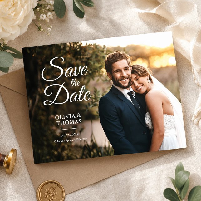 Wedding Save The Date Modern Simple Photo Postcard (Wedding Save The Date Modern Simple Photo Postcard)
