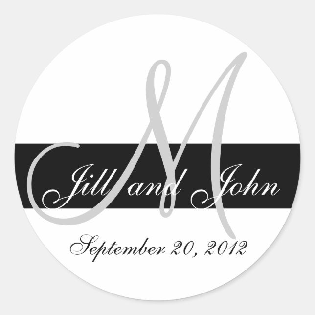 Wedding Save the Date Monogram Black & Grey Seal (Front)