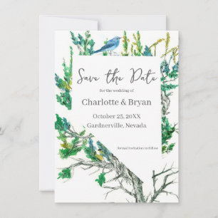 Wedding Save the Date Nevada Bluebird Sagebrush 
