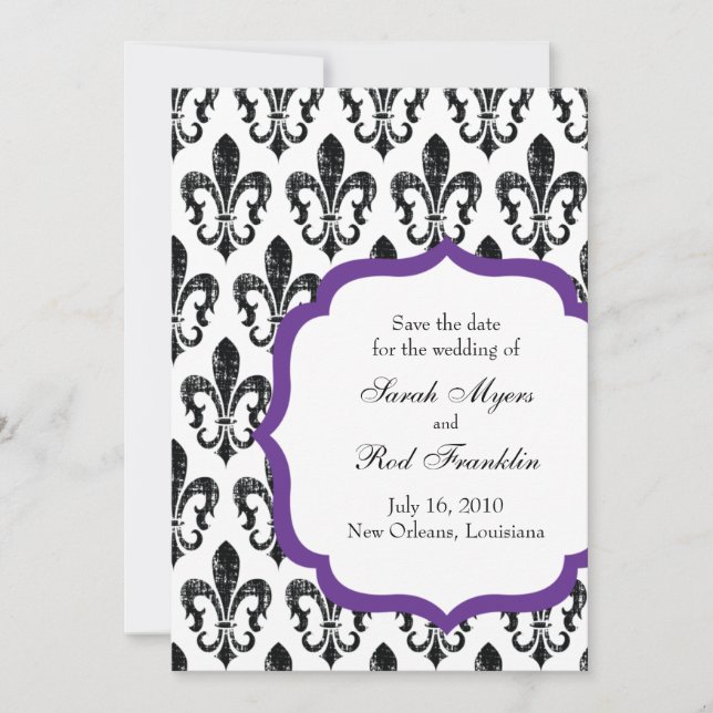 Wedding Save the Date | New Orleans | Purple (Front)