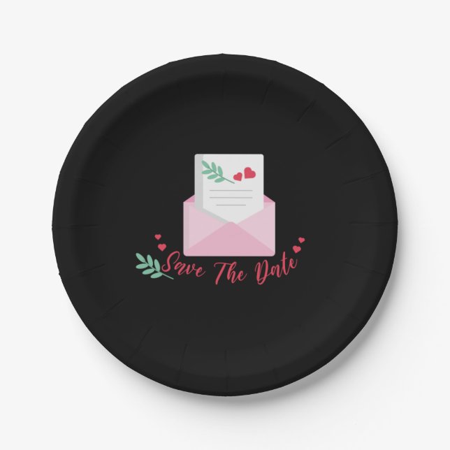 Wedding Save The Date Paper Plate (Front)
