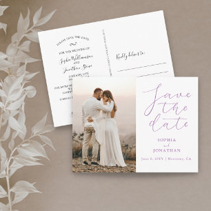 Wedding Save the Date Photo Chic Elegant Script Postcard