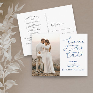 Wedding Save the Date Photo Chic Elegant Script Postcard