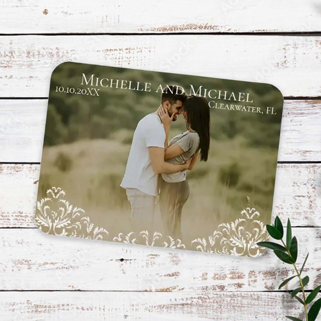 Wedding Save the Date Photo Elegant Custom Magnet (Creator Uploaded)