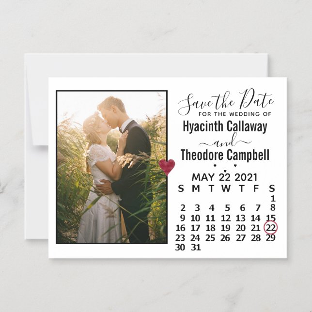 Wedding Save the Date Photo May 2021 Calendar Magnetic Invitation (Front)