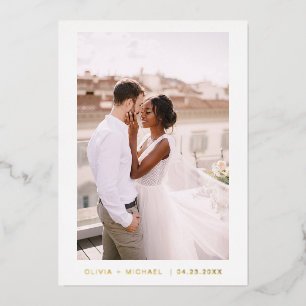 Wedding Save the Date Photo Minimalist Gold