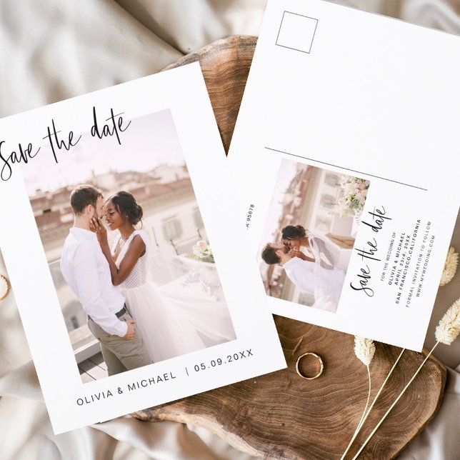 Wedding Save the Date Photo Minimalist Simple Post Postcard (Creator Uploaded)