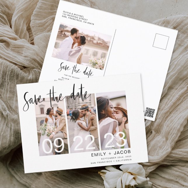 Wedding Save the Date Photo Minimalist Simple Post Postcard (Creator Uploaded)