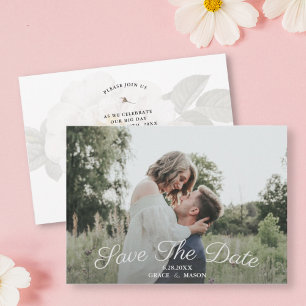 Wedding Save the Date Photo Pretty Floral Backing