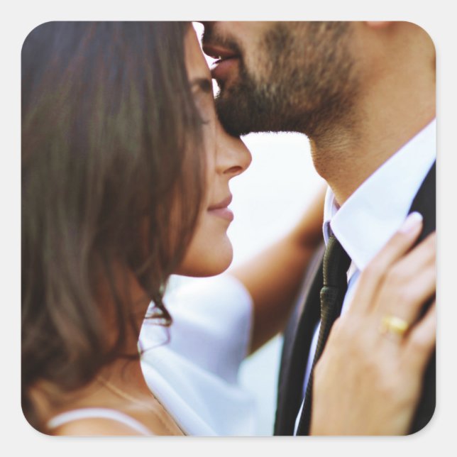 Wedding Save the Date Photo Simple Modern Picture Square Sticker (Front)
