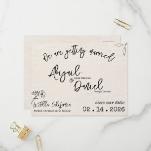 Wedding Save The Date Postcard Vintage Minimalist