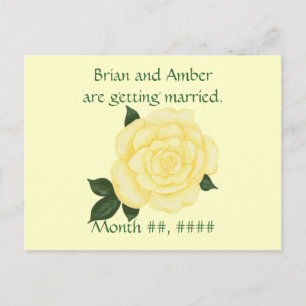 Wedding Save the date Postcards, Yellow Rose Announcement Postcard