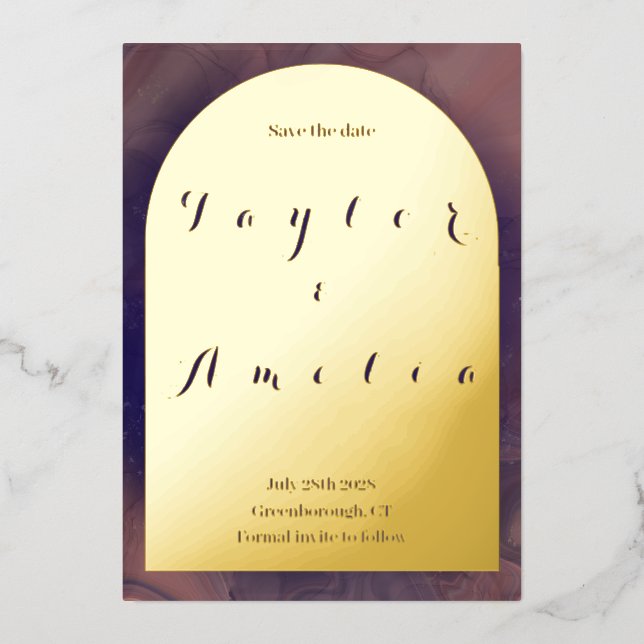 Wedding Save the Date Purple Boho Arch Real (Front)