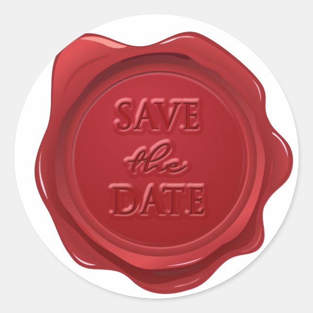 Wedding Save the Date Red Faux Wax Seal Effect (Front)