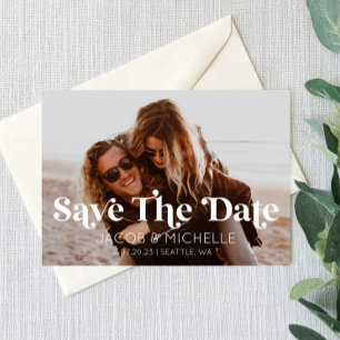 Wedding Save The Date Retro Minimal Picture Photo Invitation