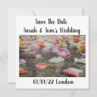 wedding save the date rose petals