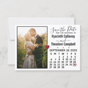 Wedding Save the Date September 2020 Calendar