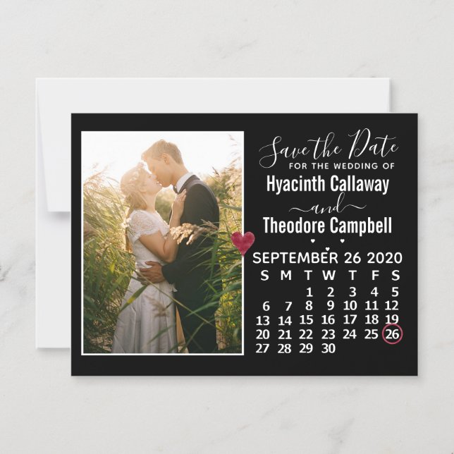 Wedding Save the Date September 2020 Calendar Magnetic Invitation (Front)