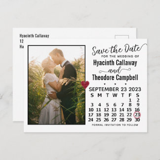 Wedding Save the Date September 2023 Calendar Pic Invitation Postcard