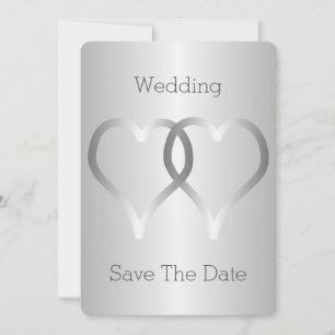 Wedding Save The Date Silver Hearts