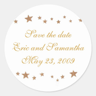 Wedding Save the date stickers lively gold stars