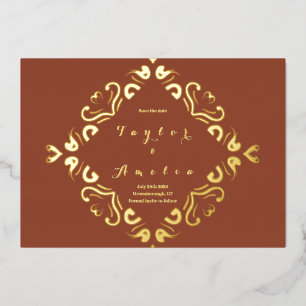 Wedding Save the Date Terracotta Gold