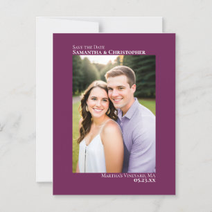 Wedding Save the Date Vertical Photo Magenta Plum Magnetic Invitation