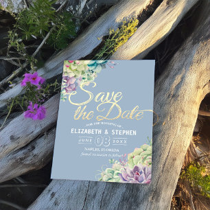 Wedding Save The Date Watercolor Succulent Plants