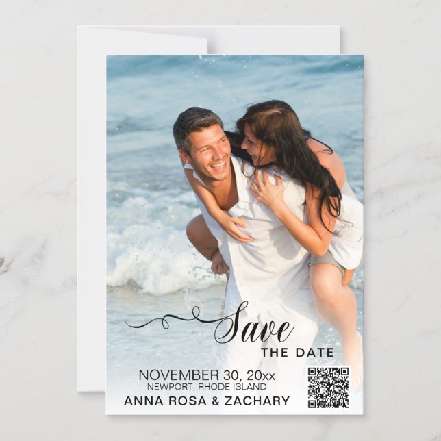 *~* WEDDING SAVE the DATE  - Website QR  AR6 Magnetic Invitation (Front)