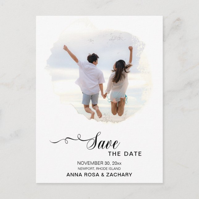 *~* WEDDING SAVE the DATE  Website QR PICTURE AR6 Postcard (Front)