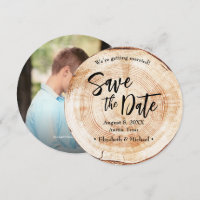 Wedding save the date wood disc slice tree Photo