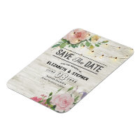 Wedding Save The Date Wood Flowers String Lights