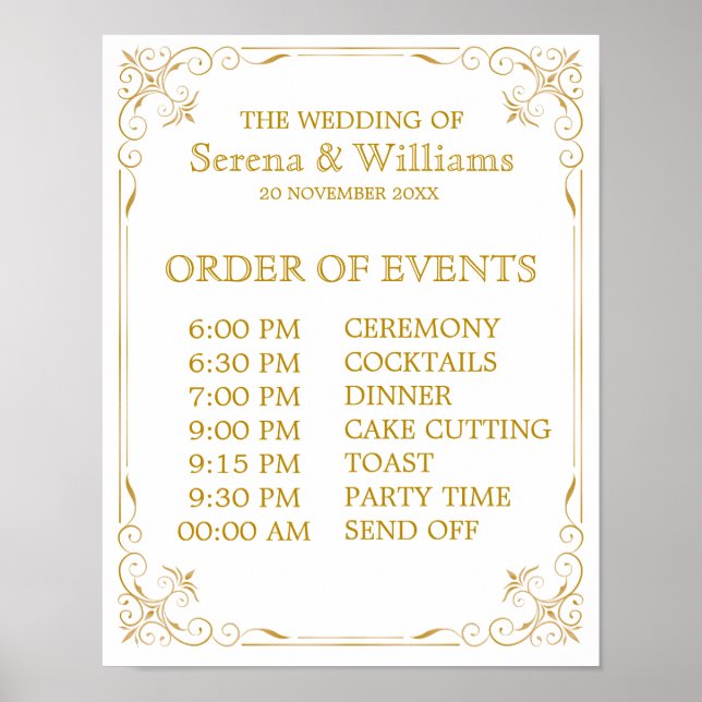 Wedding Schedule of Events Sign | Gatsby Art Deco (Front)