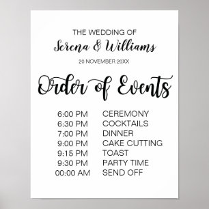 Wedding Schedule of Events Sign Modern Calligraphy