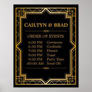 Wedding Schedule  Sign   Gatsby Art Deco