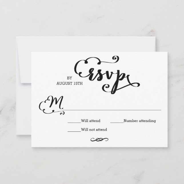 Wedding Script Damask - RSVP Card (Front)