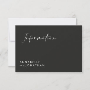 Wedding script modern black simple information invitation