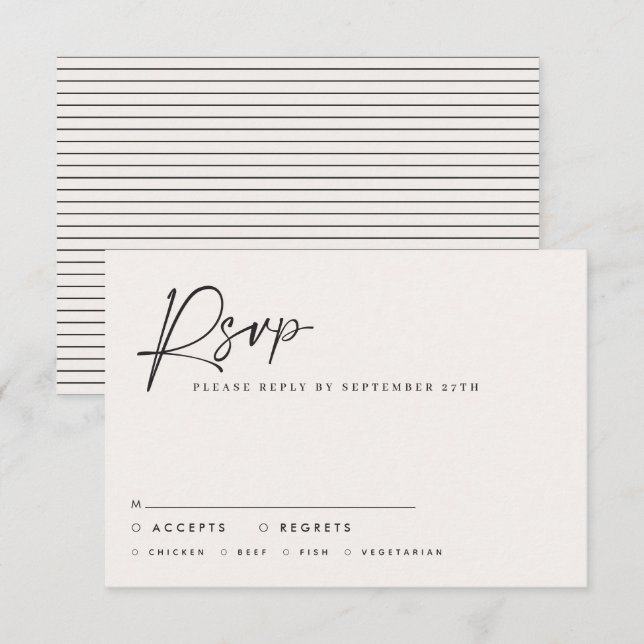 Wedding script modern black white script elegant i invitation (Front/Back)