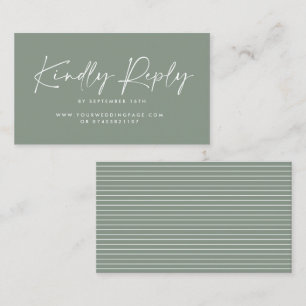 Wedding script modern sage green elegant reply business card