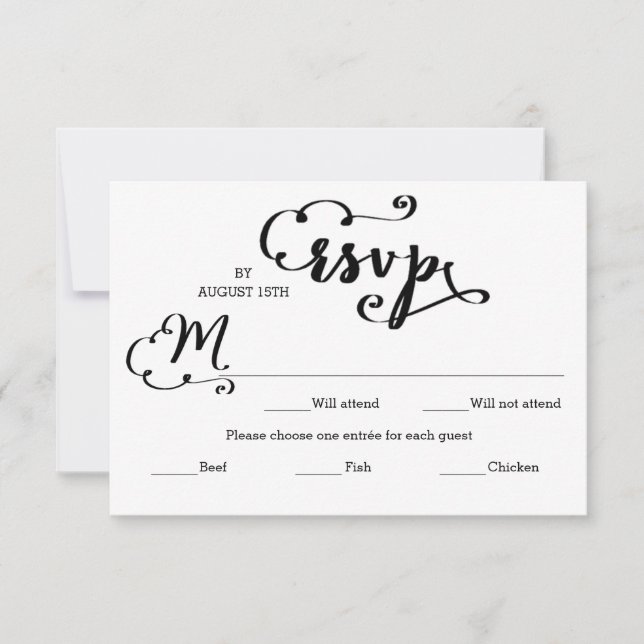 Wedding Script Mosaic Entree - RSVP Card (Front)