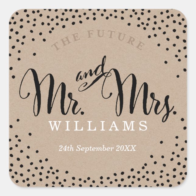 WEDDING SEAL stylish mini black confetti kraft (Front)