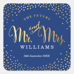 WEDDING SEAL stylish mini gold confetti navy