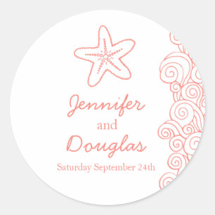 Wedding seastar starfish beach waves coral sticker