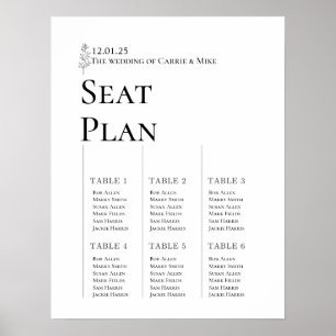 Wedding Seat Chart for 6 tables