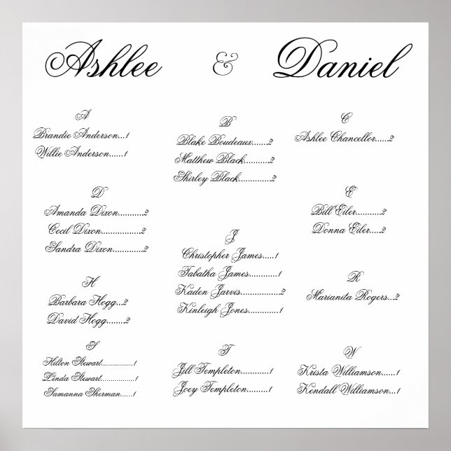 Wedding Seating Chart (Front)