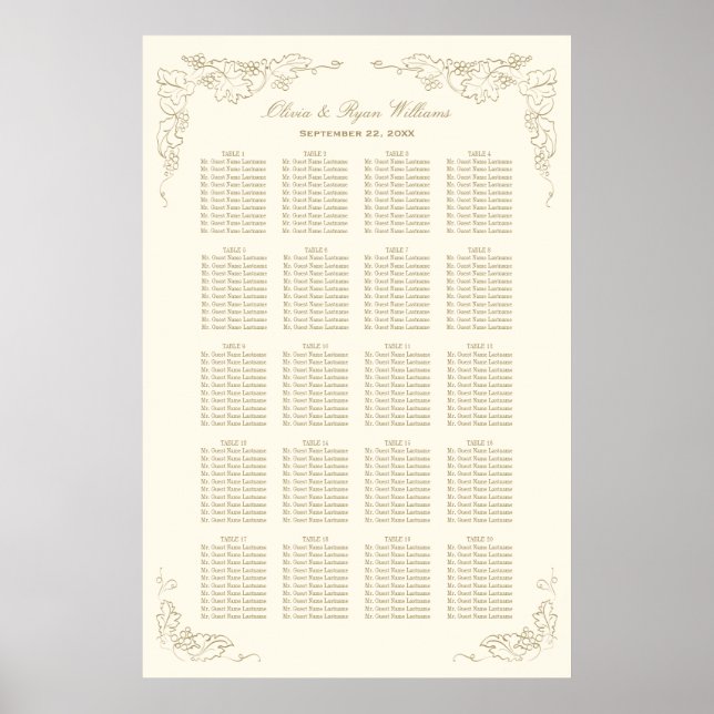 Wedding Seating Chart | Antique Grape Vines (Front)
