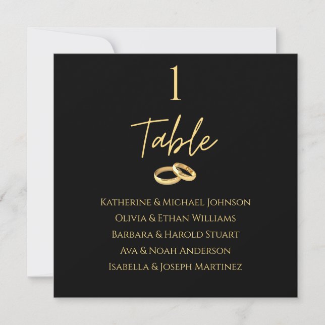 Wedding Seating Chart- Black and Gold- Invitation (Front)