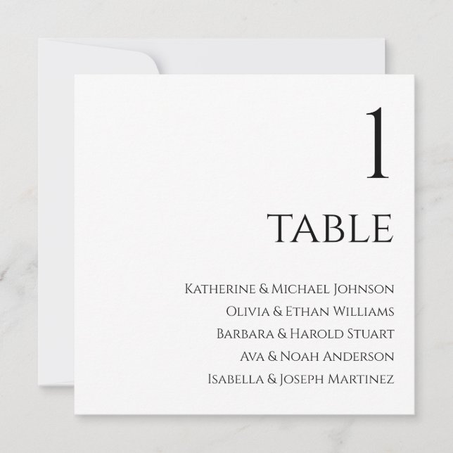 Wedding Seating Chart- Black and White Invitation (Front)