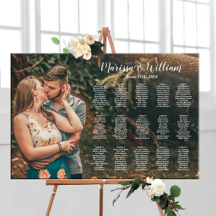 Wedding seating chart board with photo
