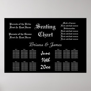 Wedding Seating Chart Bride Groom Bridal Guests